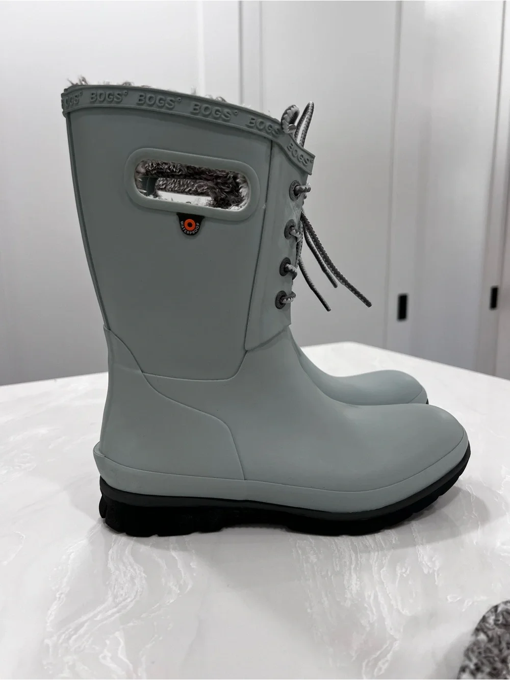 Bogs Amanda II Lace Up Rain Boots Jade Sage Green Lined Waterproof Womens Size 6
